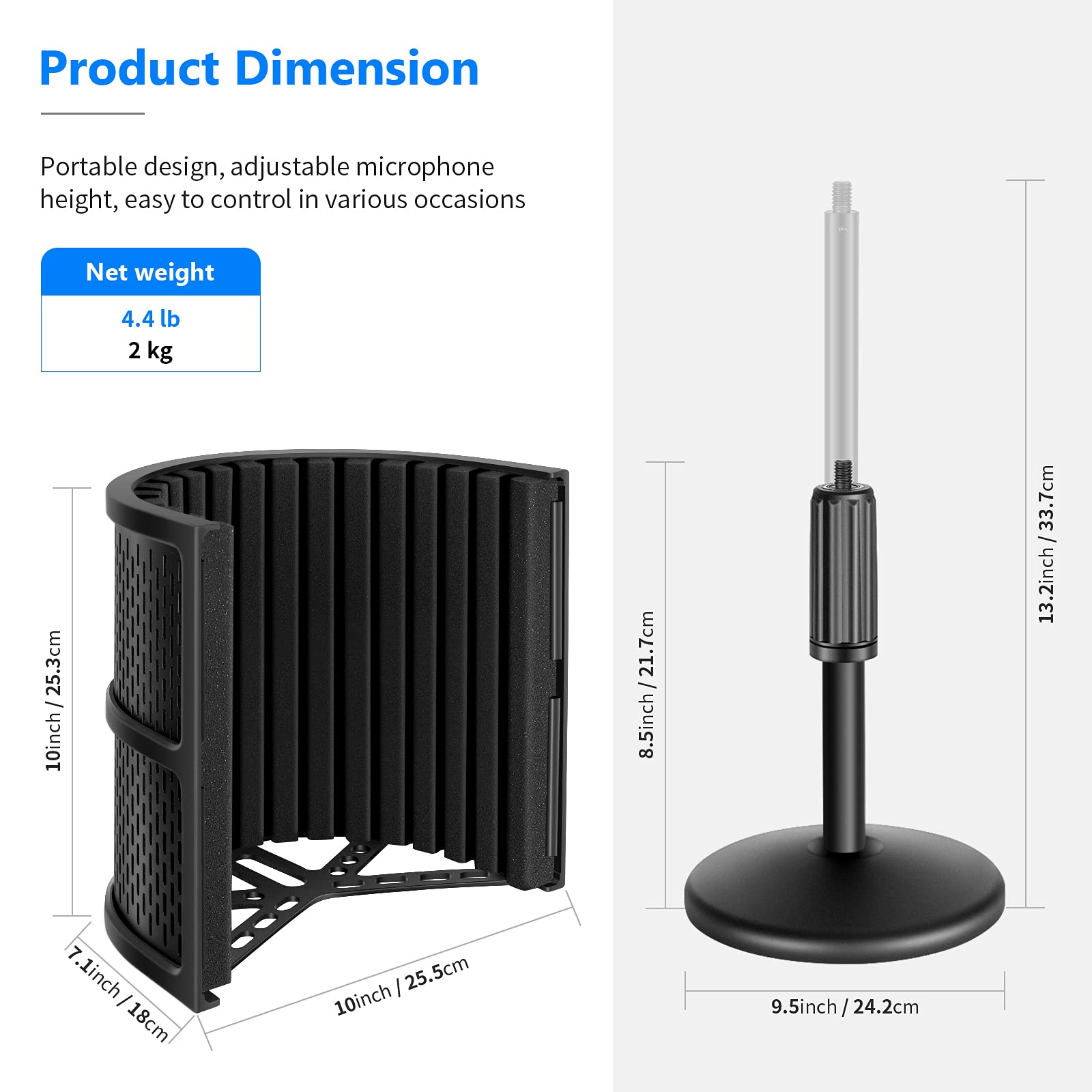 Amazon.com: Neewer NW-12 Pro Tabletop Microphone Isolation Shield